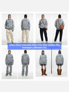 Unisex Gucci Oversized Heavy Knit Wool Sweater Size Oversized L/Women's XXL